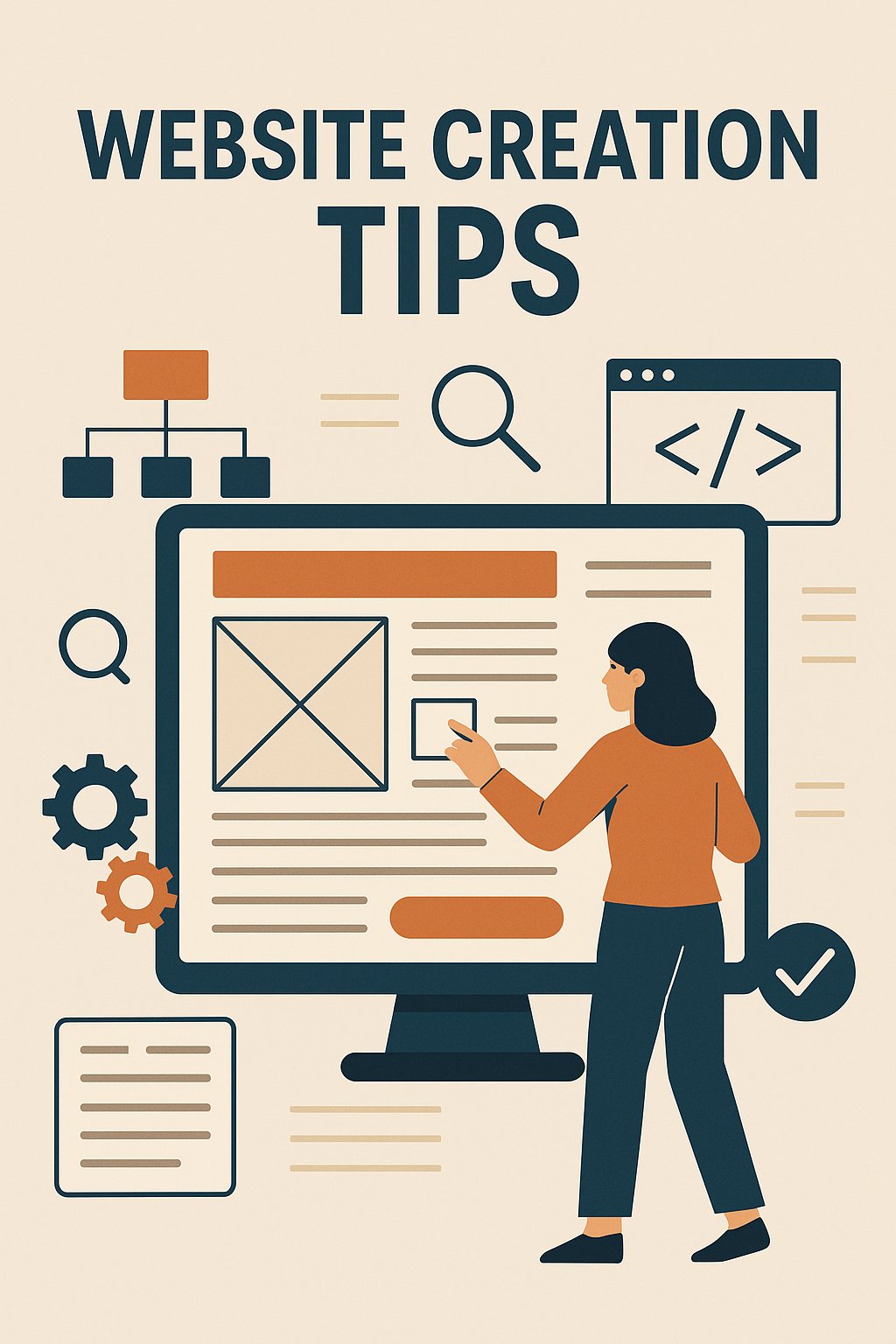website creations tips a drawing of a person in front of a computer