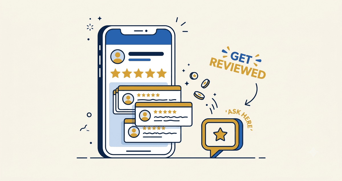 Google reviews for a DFW service business A DFW service business Google Business Profile showing five star reviews on a smartphone