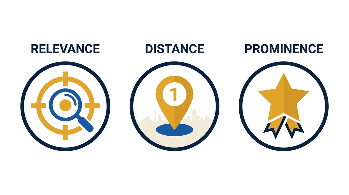 The three local ranking factors that decide the Google map pack: relevance, distance, and prominence