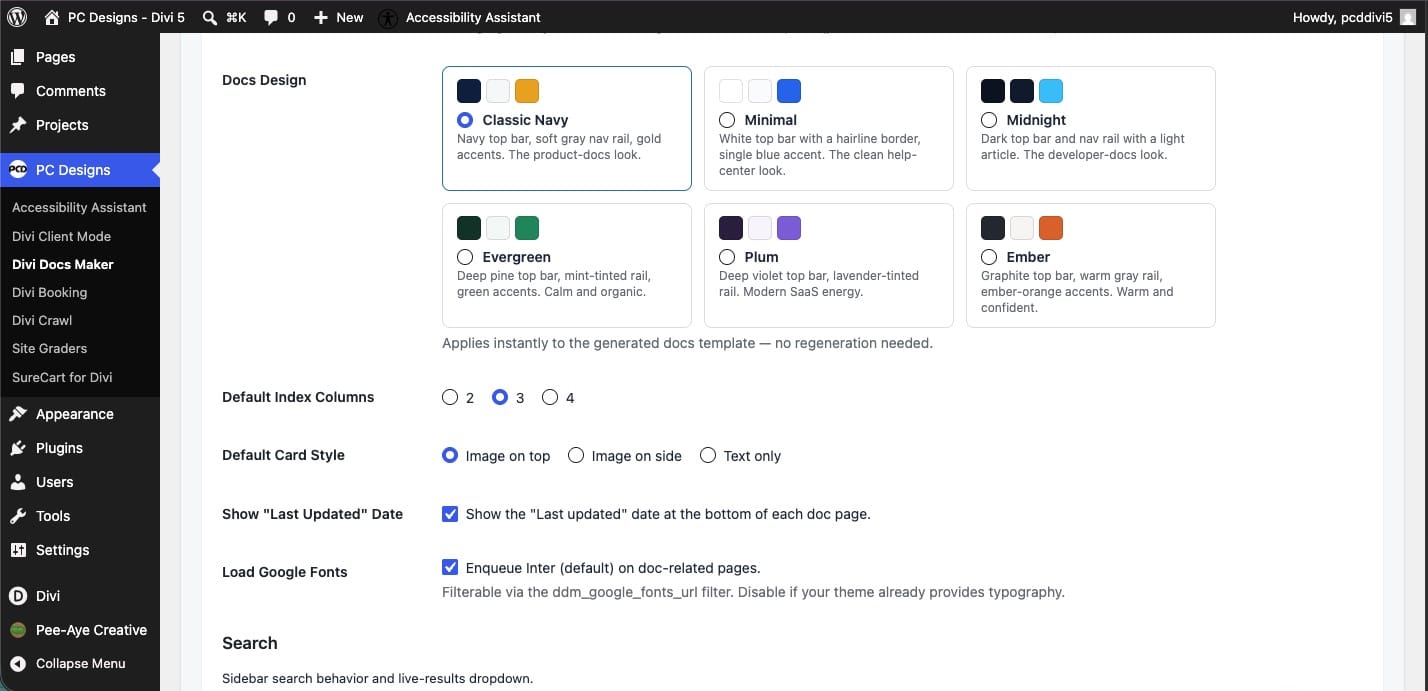 The Divi Docs Maker color themes The Divi Docs Maker color themes